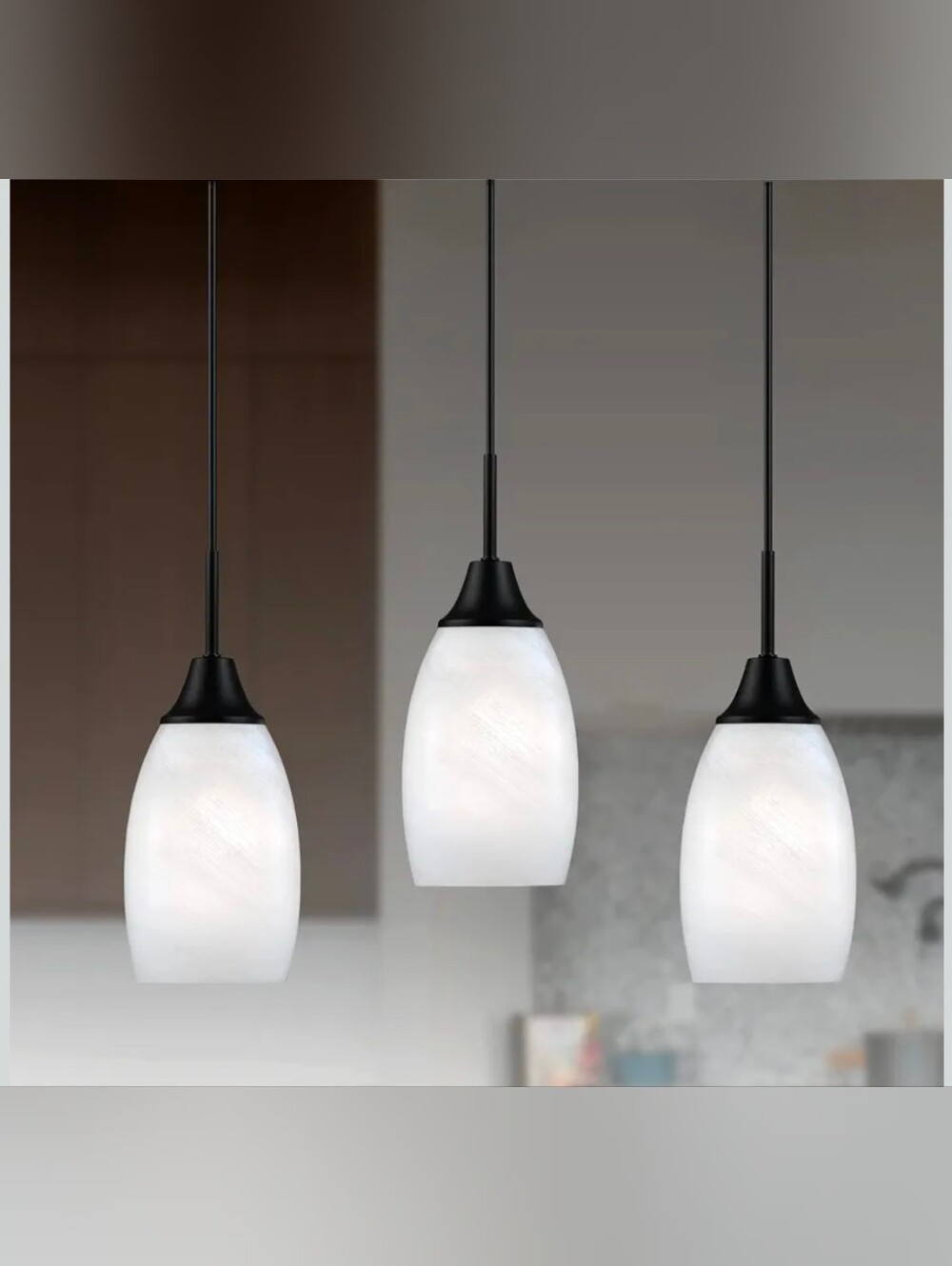 Modern White Glass Pendant Light - Set of 3